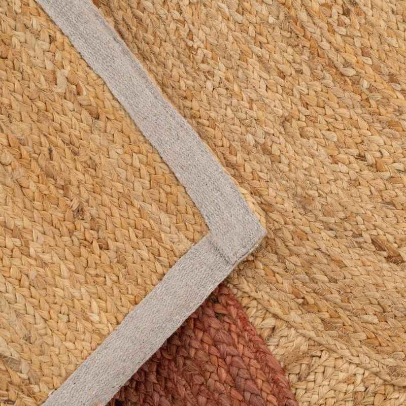 Grand Tapis bohème chic géométrique Rectangulaire 200x290 Naturel Terracotta Beige Tressé Vayel 