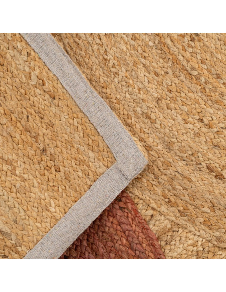 Grand Tapis bohème chic géométrique Rectangulaire 200x290 Naturel Terracotta Beige Tressé Vayel 