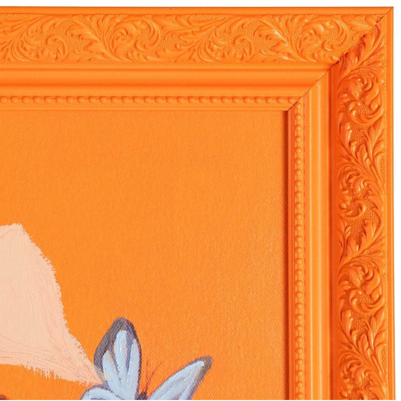 Grande Toile murale peinte pop Femme Papillons Cadre PS orange 100x130 Akril - 3