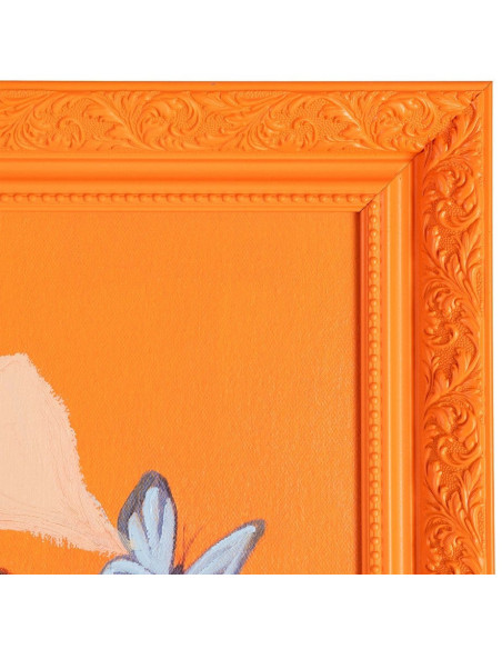 Grande Toile murale peinte pop Femme Papillons Cadre PS orange 100x130 Akril - 3