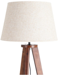 Grand Lampadaire trépied moderne 1 étagère Hauteur 151 cm Marron Lin Beige Laric - 2