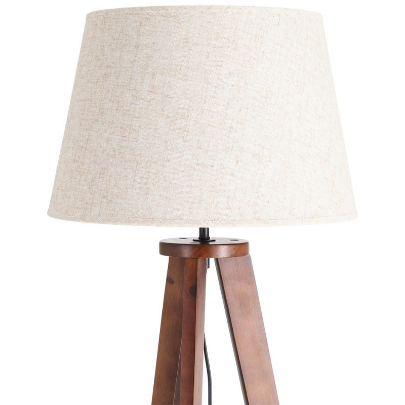 Grand Lampadaire trépied moderne 1 étagère Hauteur 151 cm Marron Lin Beige Laric - 2