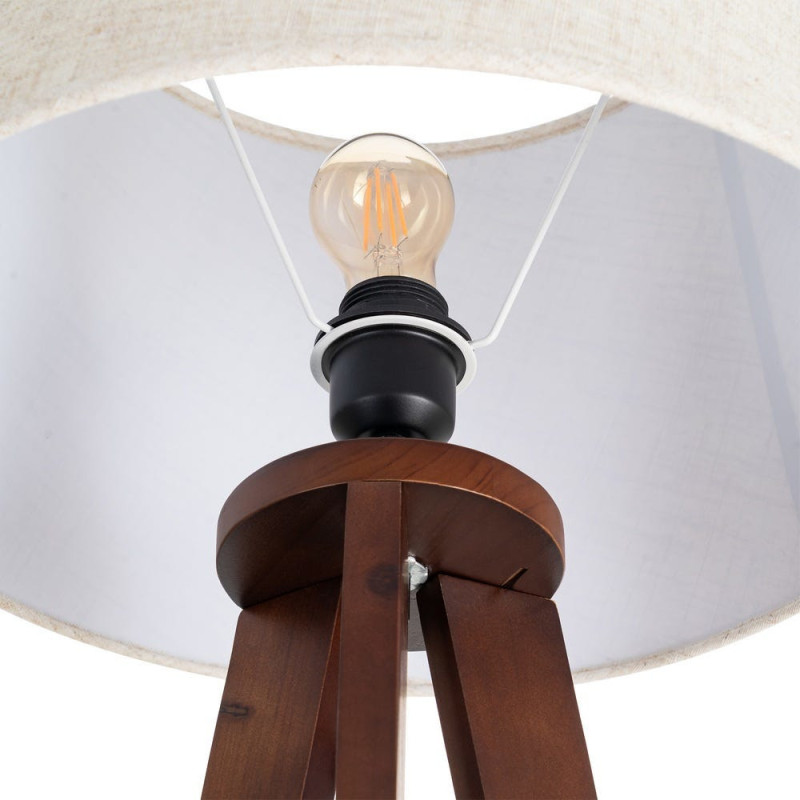 Grand Lampadaire trépied moderne 1 étagère Hauteur 151 cm Marron Lin Beige Laric - 3