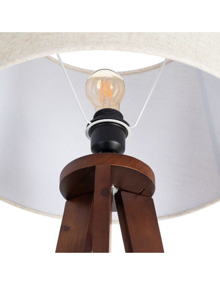 Grand Lampadaire trépied moderne 1 étagère Hauteur 151 cm Marron Lin Beige Laric - 3