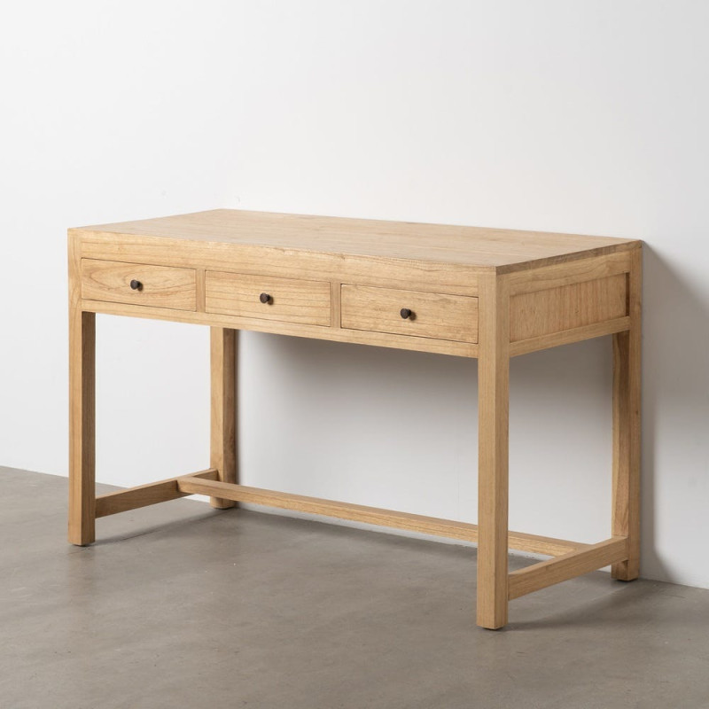 Grande Console rustique chic 3 tiroirs 130 cm Naturel Nakel - 11