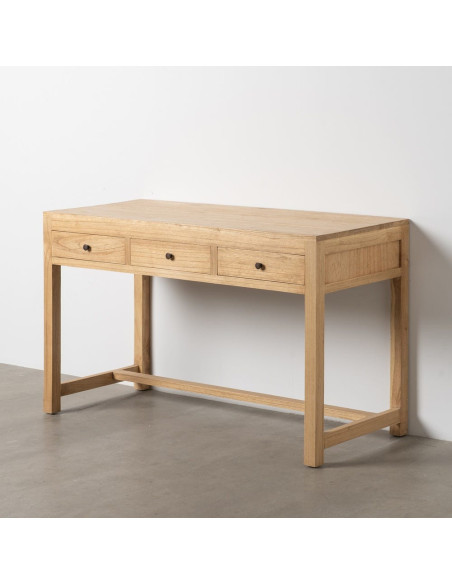 Grande Console rustique chic 3 tiroirs 130 cm Naturel Nakel - 11