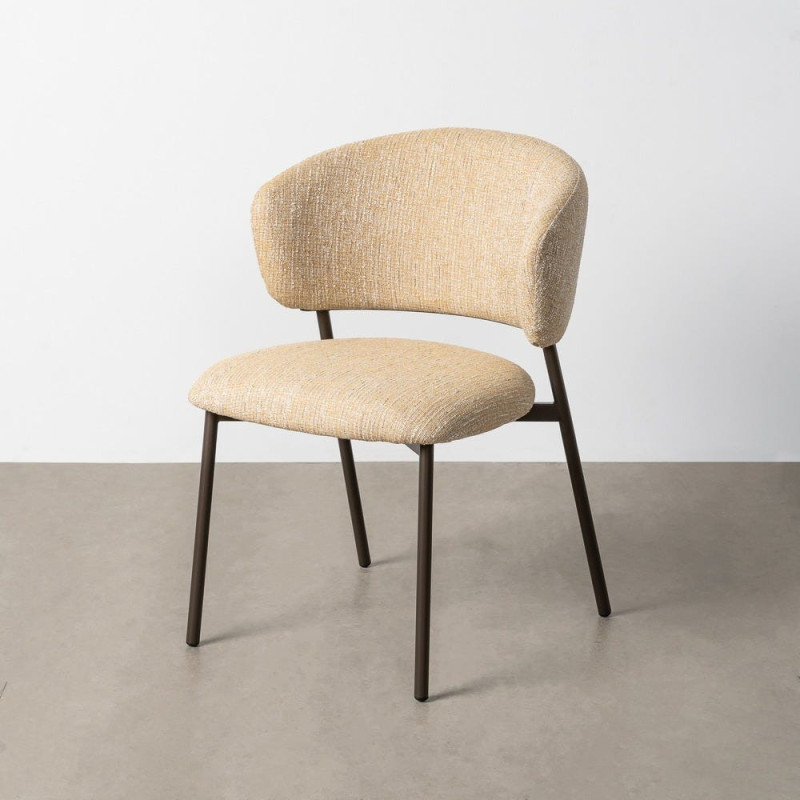 Chaise Rétro chic Moutarde Chiné Métal Noir Ranio (Lot de 2) - 11