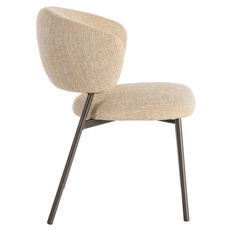 Chaise Rétro chic Moutarde Chiné Métal Noir Ranio (Lot de 2) - 3