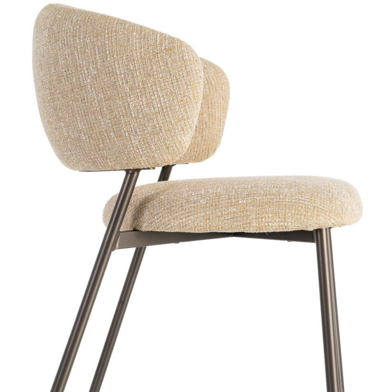 Chaise Rétro chic Moutarde Chiné Métal Noir Ranio (Lot de 2) - 6