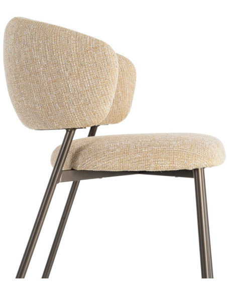 Chaise Rétro chic Moutarde Chiné Métal Noir Ranio (Lot de 2) - 6