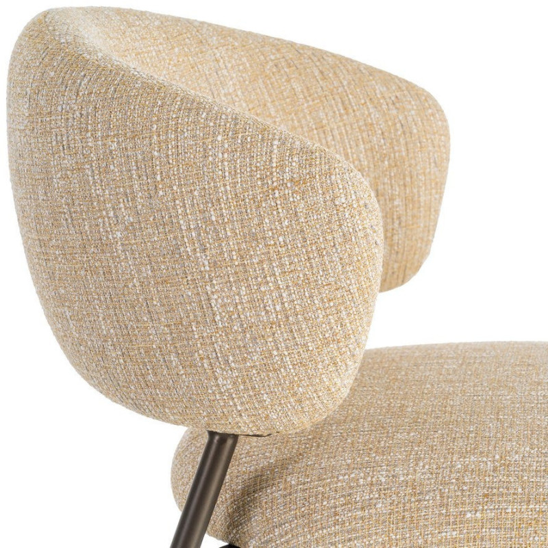 Chaise Rétro chic Moutarde Chiné Métal Noir Ranio (Lot de 2) - 7