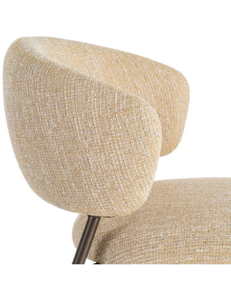 Chaise Rétro chic Moutarde Chiné Métal Noir Ranio (Lot de 2) - 7