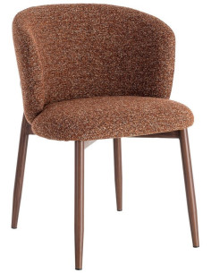 Chaise scandinave moderne marbrée Rouge brique Bouclé Métal Marron Effet bois Lorik (Lot de 2) 