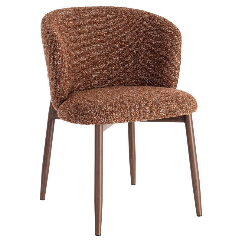 Chaise scandinave moderne marbrée Rouge brique Bouclé Métal Marron Effet bois Lorik (Lot de 2) 