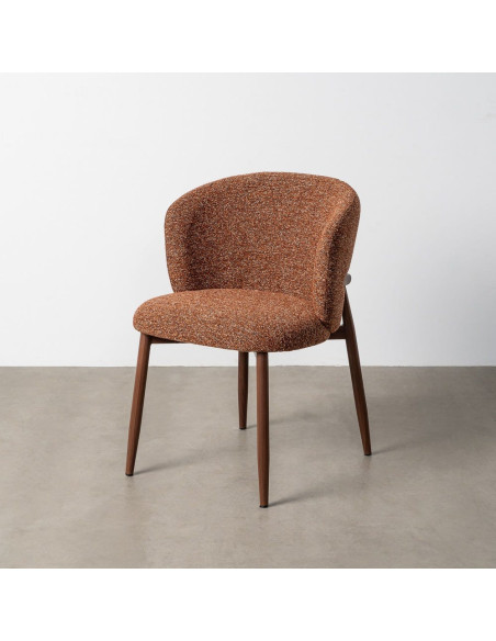 Chaise scandinave moderne marbrée Rouge brique Bouclé Métal Marron Effet bois Lorik (Lot de 2) 