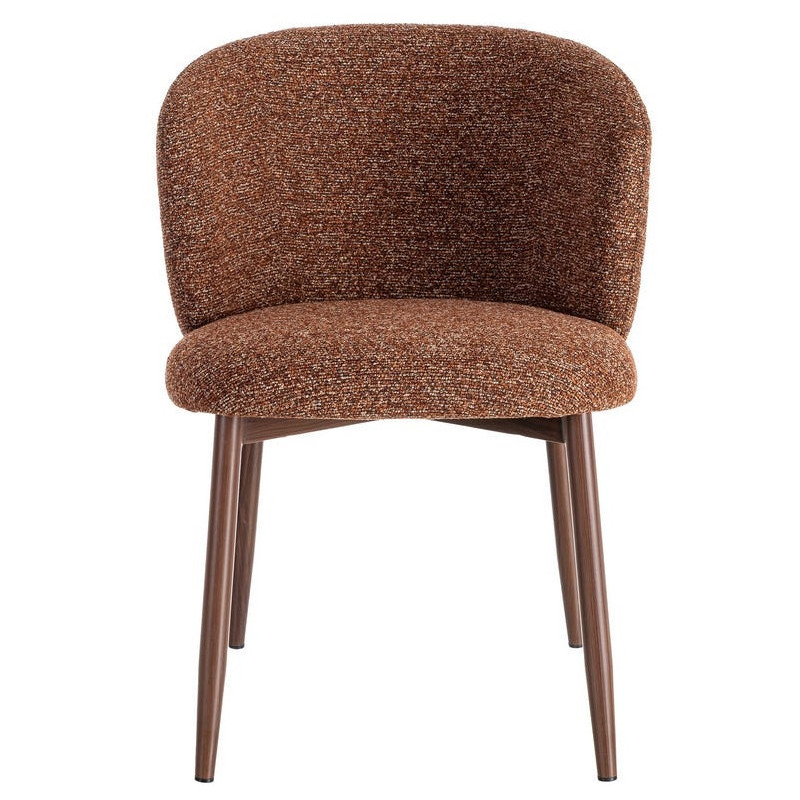 Chaise scandinave moderne marbrée Rouge brique Bouclé Métal Marron Effet bois Lorik (Lot de 2) 