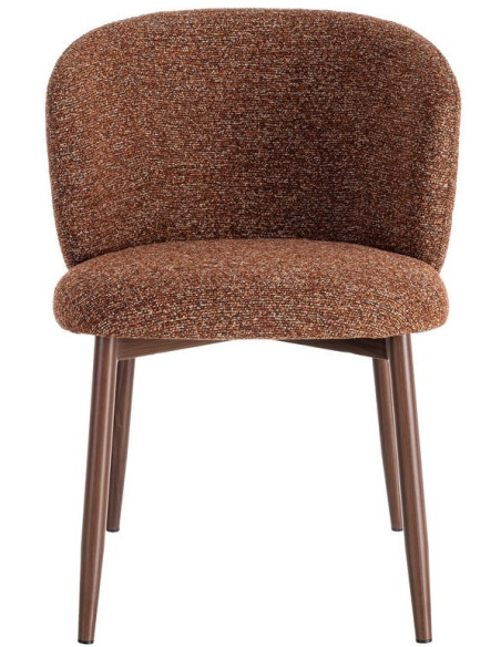 Chaise scandinave moderne marbrée Rouge brique Bouclé Métal Marron Effet bois Lorik (Lot de 2) 