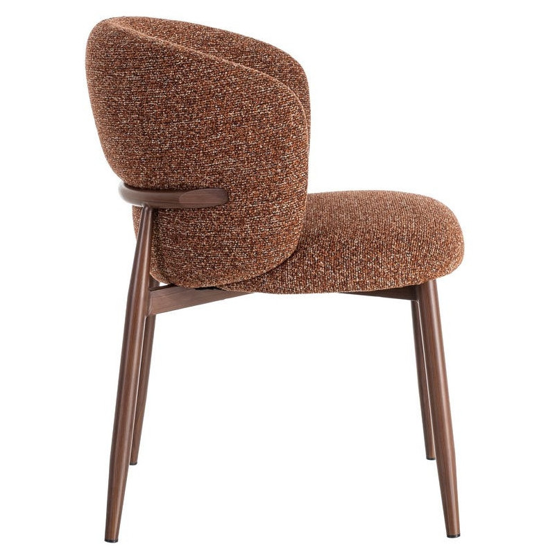 Chaise scandinave moderne marbrée Rouge brique Bouclé Métal Marron Effet bois Lorik (Lot de 2) 