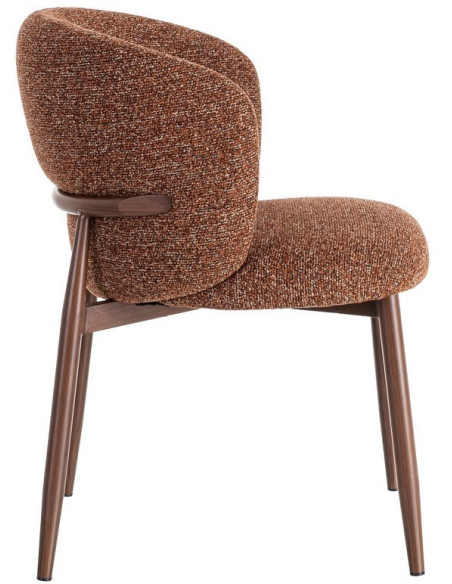 Chaise scandinave moderne marbrée Rouge brique Bouclé Métal Marron Effet bois Lorik (Lot de 2) 