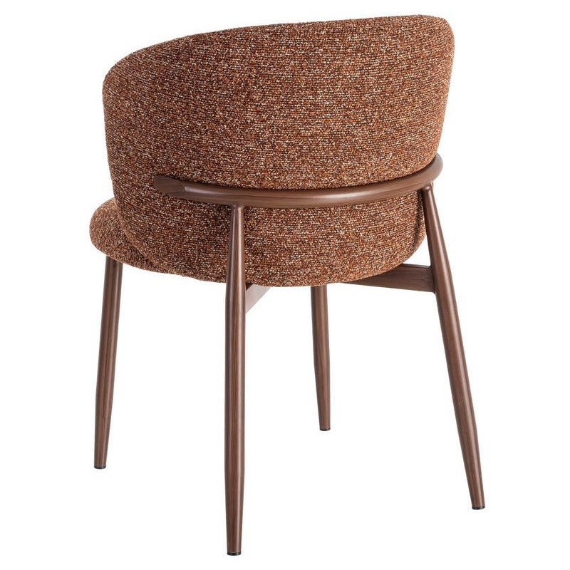 Chaise scandinave moderne marbrée Rouge brique Bouclé Métal Marron Effet bois Lorik (Lot de 2) 