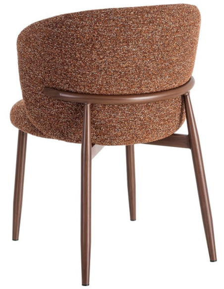 Chaise scandinave moderne marbrée Rouge brique Bouclé Métal Marron Effet bois Lorik (Lot de 2) 