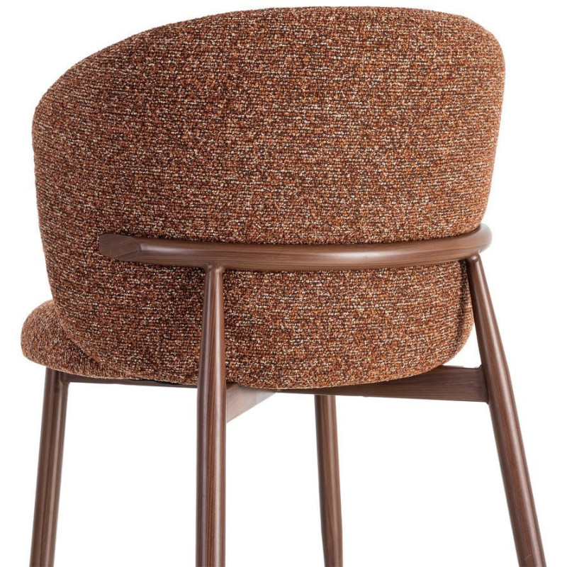 Chaise scandinave moderne marbrée Rouge brique Bouclé Métal Marron Effet bois Lorik (Lot de 2) 