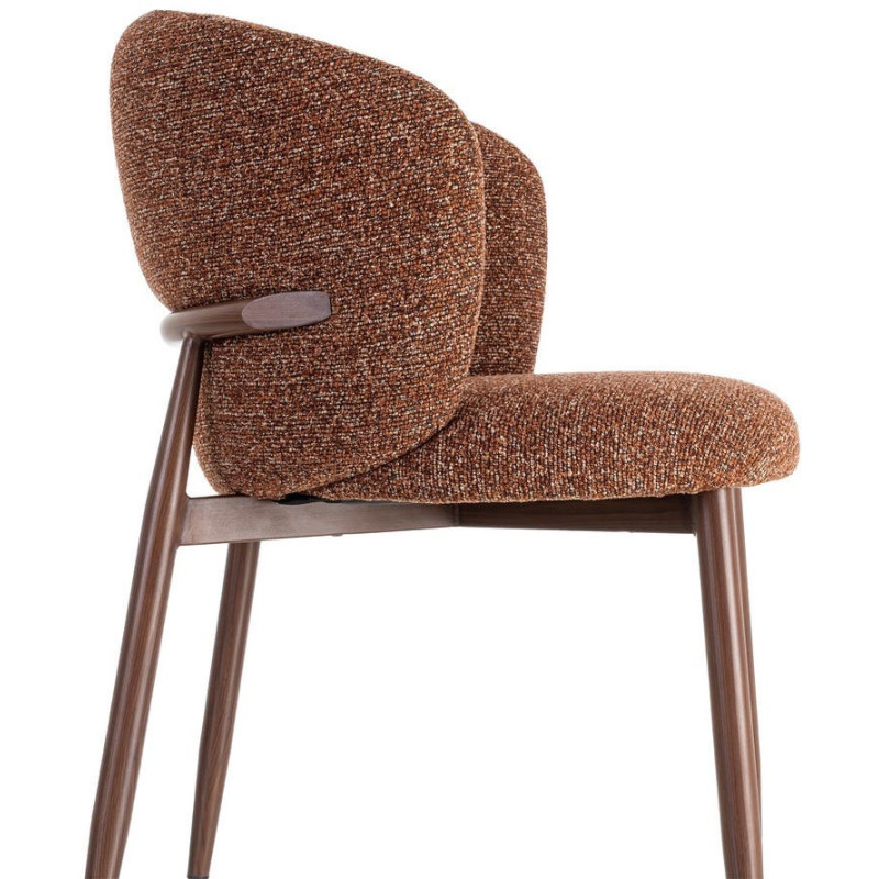 Chaise scandinave moderne marbrée Rouge brique Bouclé Métal Marron Effet bois Lorik (Lot de 2) 