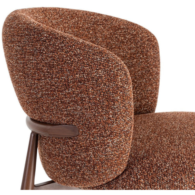 Chaise scandinave moderne marbrée Rouge brique Bouclé Métal Marron Effet bois Lorik (Lot de 2) 