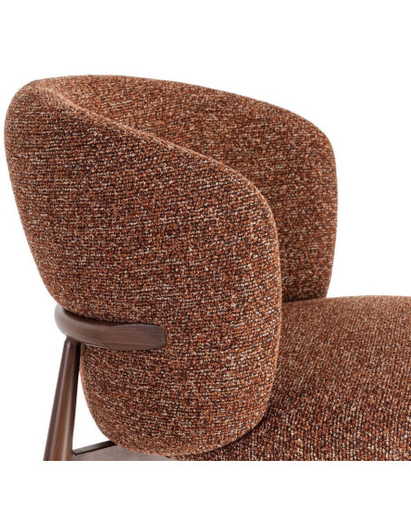 Chaise scandinave moderne marbrée Rouge brique Bouclé Métal Marron Effet bois Lorik (Lot de 2) 