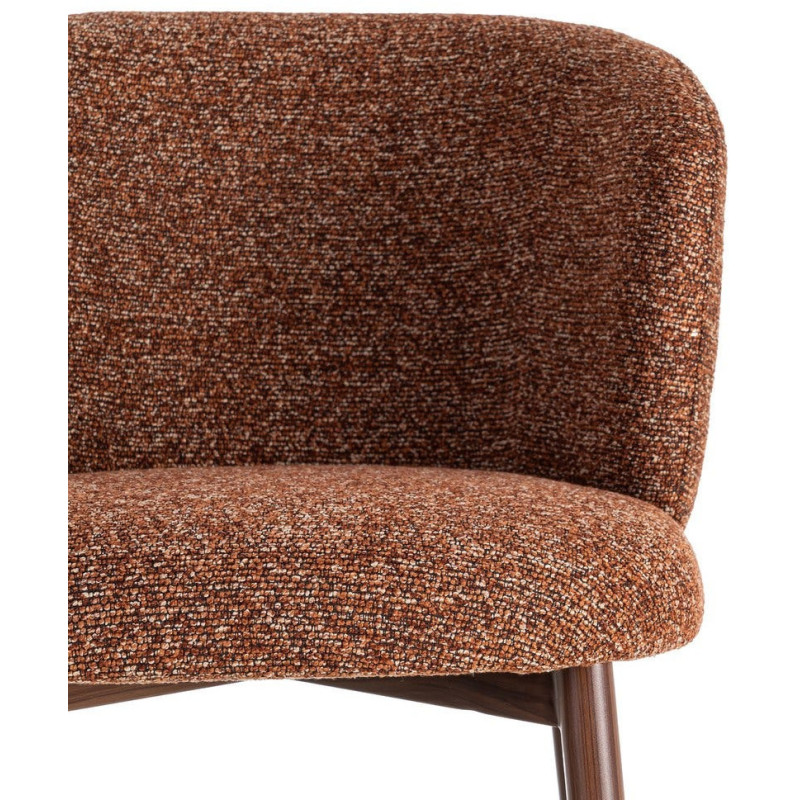 Chaise scandinave moderne marbrée Rouge brique Bouclé Métal Marron Effet bois Lorik (Lot de 2) 