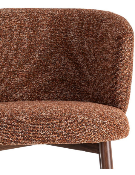 Chaise scandinave moderne marbrée Rouge brique Bouclé Métal Marron Effet bois Lorik (Lot de 2) 