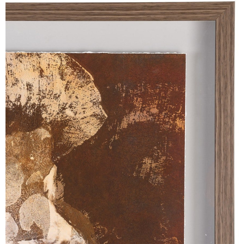 Grand Tableau mural moderne imprimé Visage antique Cadre PS marron effet bois 94x124 Oarin - 4