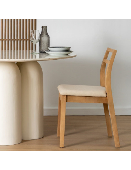Chaise minimaliste moderne Naturel Tissu Beige Keyro (Lot de 2) - 2