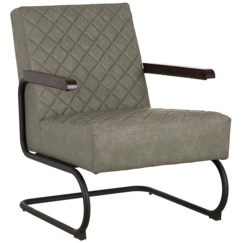 Fauteuil rétro chic matelassé Vert Métal Noir Orian - 1