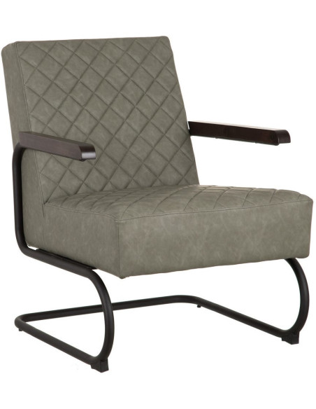 Fauteuil rétro chic matelassé Vert Métal Noir Orian - 1