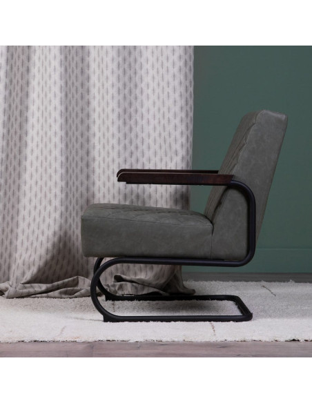 Fauteuil rétro chic matelassé Vert Métal Noir Orian - 2