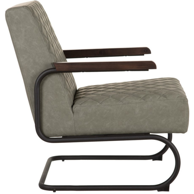 Fauteuil rétro chic matelassé Vert Métal Noir Orian - 3