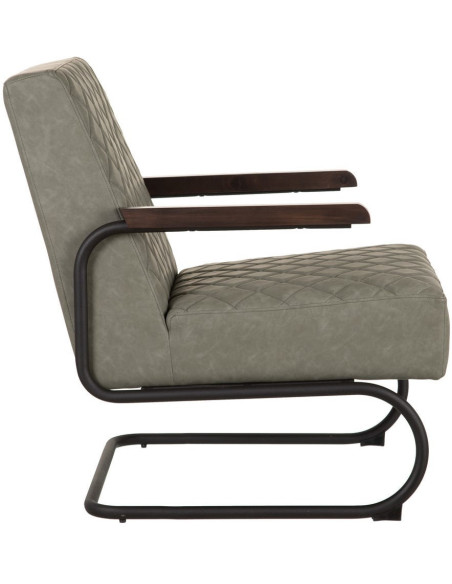 Fauteuil rétro chic matelassé Vert Métal Noir Orian - 3