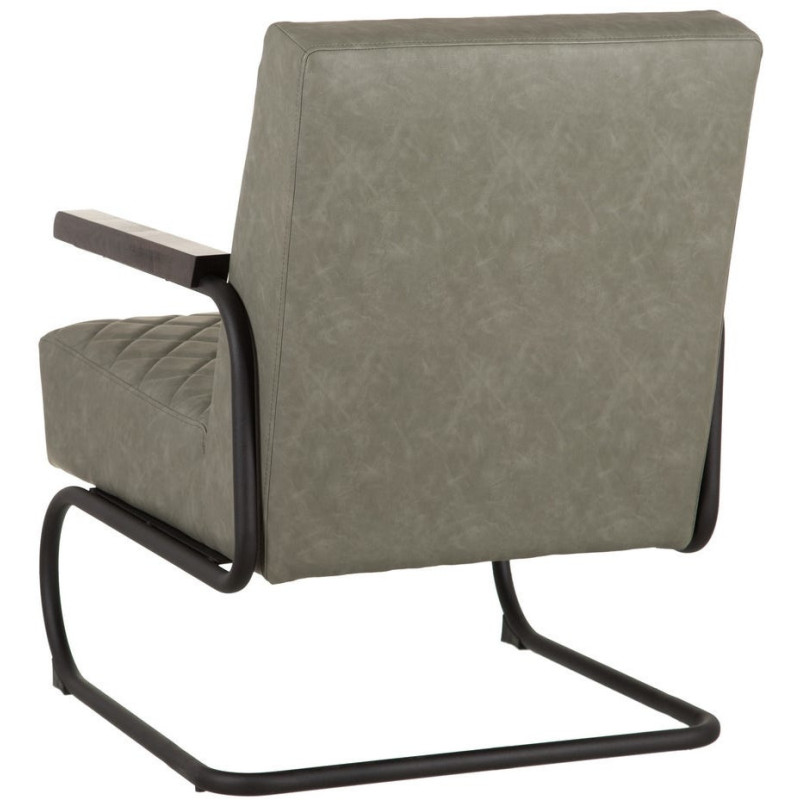 Fauteuil rétro chic matelassé Vert Métal Noir Orian - 4