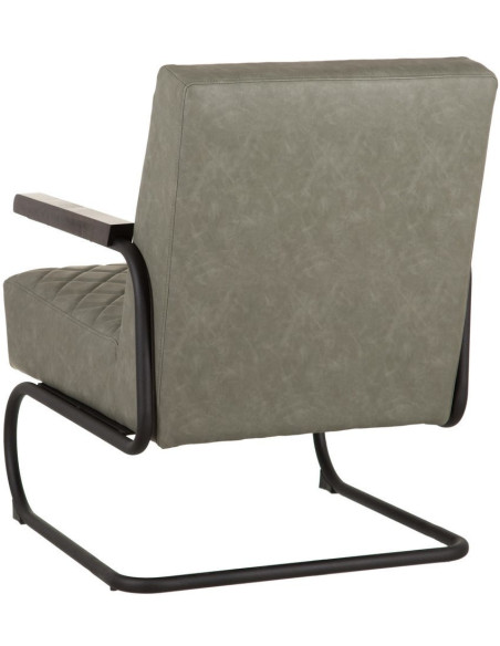 Fauteuil rétro chic matelassé Vert Métal Noir Orian - 4