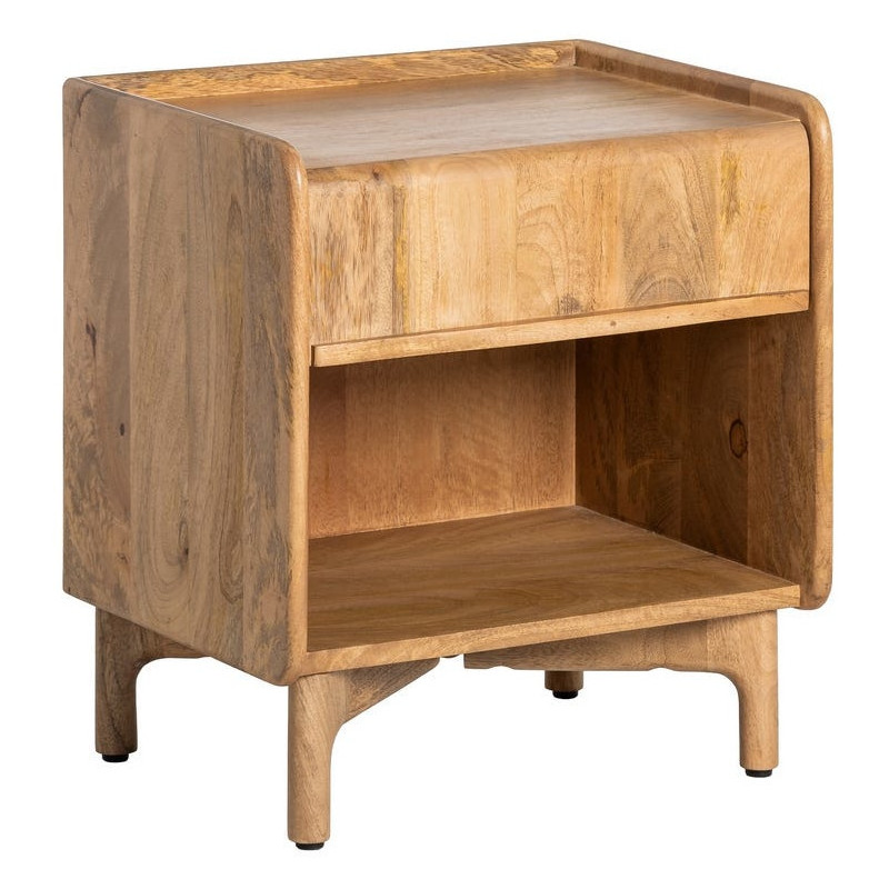 Table de chevet Japandi 1 tiroir 1 niche 45 cm Naturel Galt 