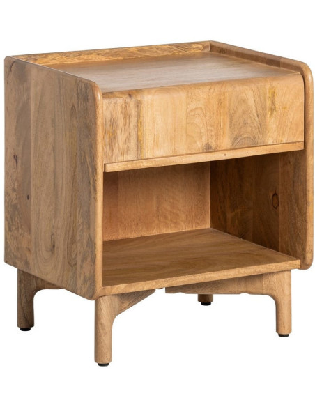 Table de chevet Japandi 1 tiroir 1 niche 45 cm Naturel Galt 