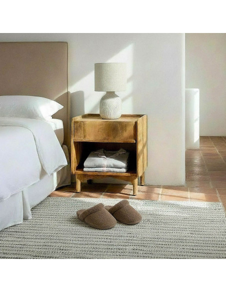 Table de chevet Japandi 1 tiroir 1 niche 45 cm Naturel Galt 