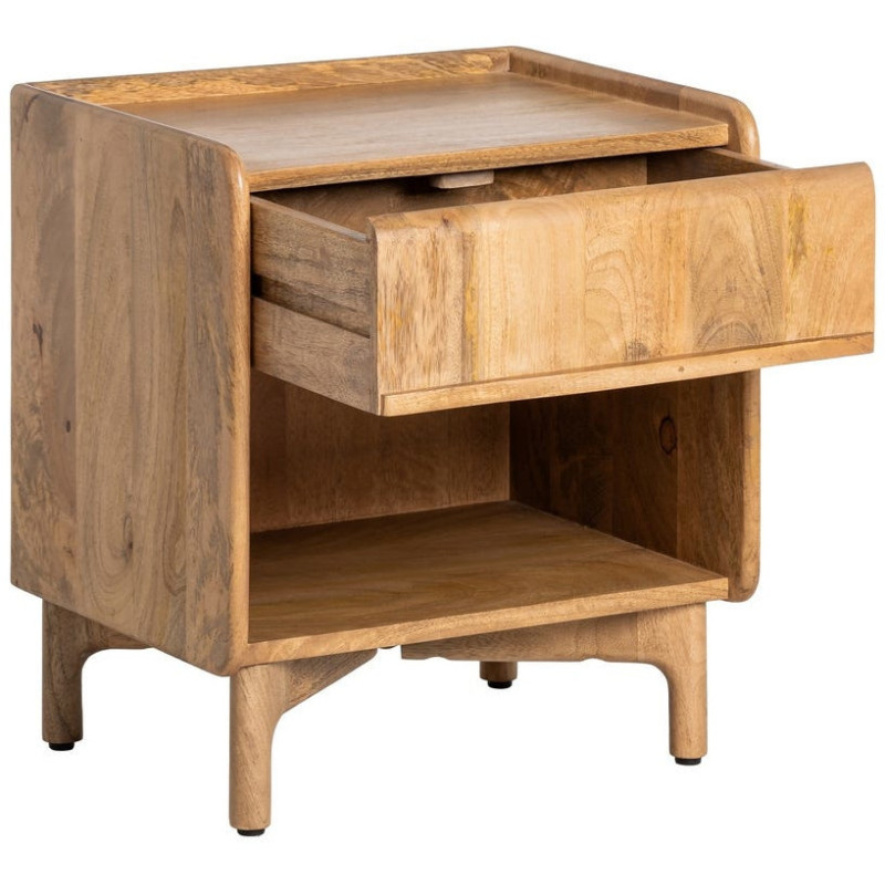 Table de chevet Japandi 1 tiroir 1 niche 45 cm Naturel Galt 