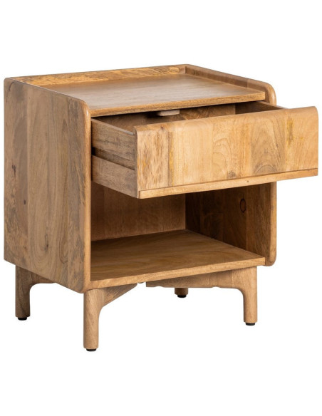 Table de chevet Japandi 1 tiroir 1 niche 45 cm Naturel Galt 