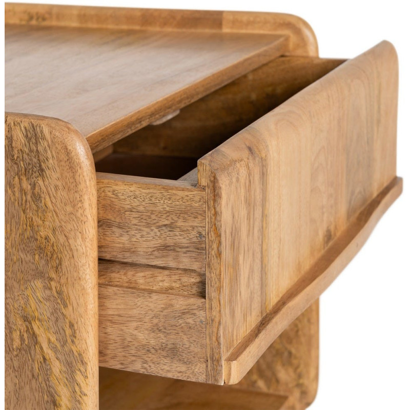 Table de chevet Japandi 1 tiroir 1 niche 45 cm Naturel Galt 