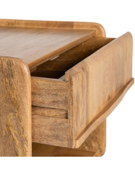 Table de chevet Japandi 1 tiroir 1 niche 45 cm Naturel Galt 