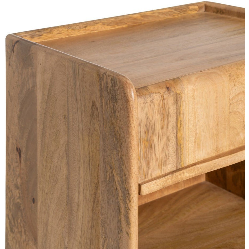 Table de chevet Japandi 1 tiroir 1 niche 45 cm Naturel Galt 