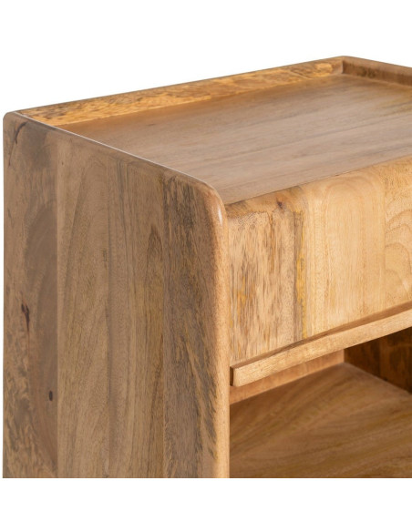 Table de chevet Japandi 1 tiroir 1 niche 45 cm Naturel Galt 