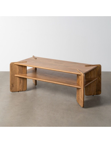 Grande Table basse Japandi Rectangulaire 1 étagère 121 cm Naturel Galt 